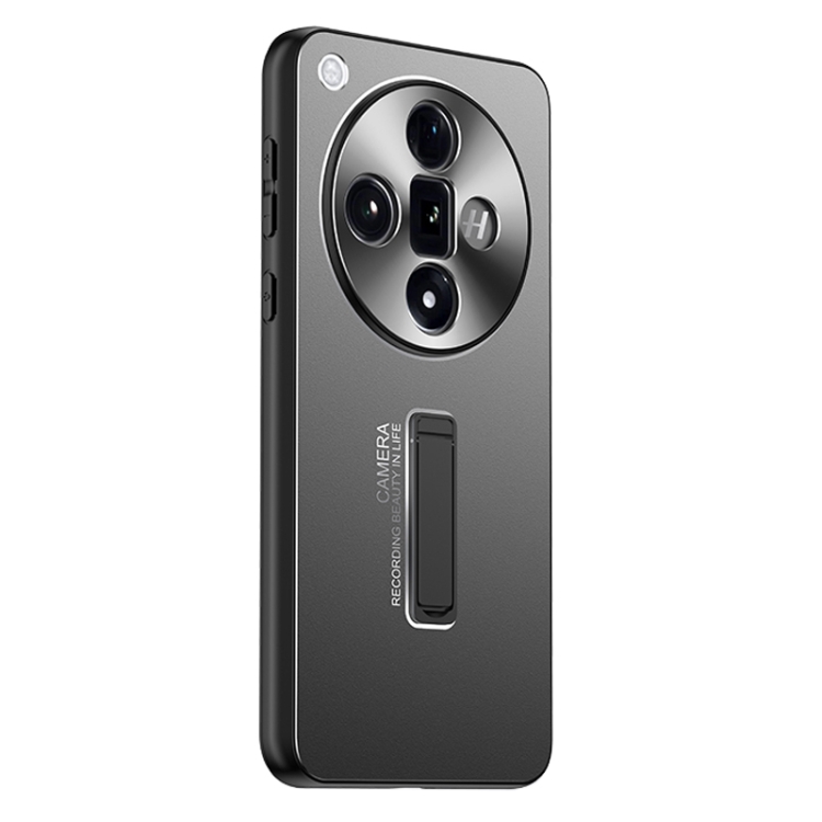 

For OPPO Find X7 Frosted Metal Hybrid TPU Holder Phone Case(Black)