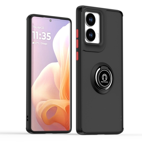 

For Motorola Moto G85 Q Shadow 1 Series TPU + PC Phone Case with Ring(Black+Red)