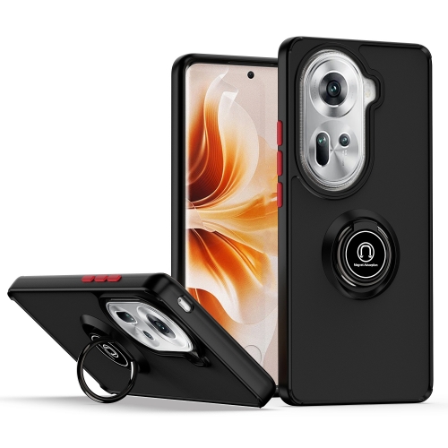 

For OPPO Reno11 Global Q Shadow 1 Series TPU + PC Phone Case with Ring(Black+Red)