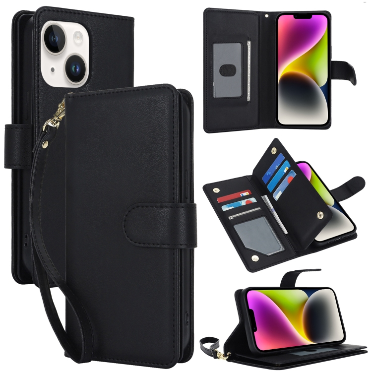 

For iPhone 14 Multi-Card Wallet RFID Leather Phone Case(Black)
