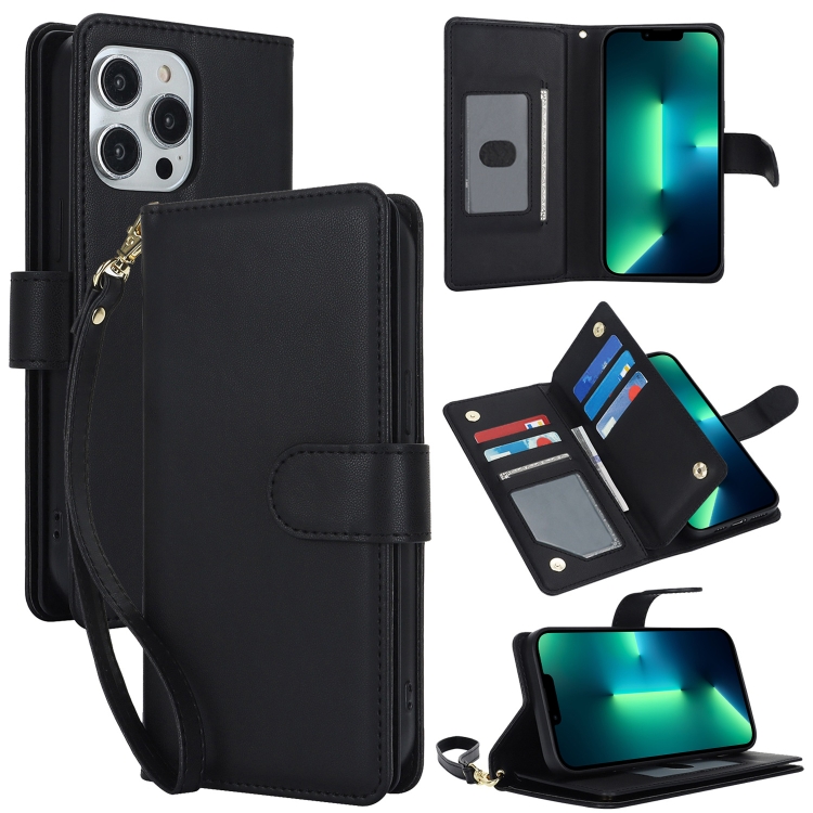 

For iPhone 13 Pro Multi-Card Wallet RFID Leather Phone Case(Black)