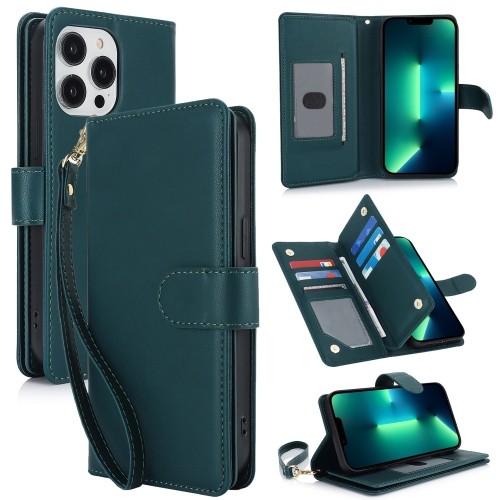 

For iPhone 13 Pro Multi-Card Wallet RFID Leather Phone Case(Green)