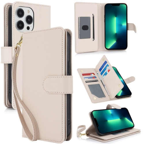 

For iPhone 13 Pro Multi-Card Wallet RFID Leather Phone Case(Apricot)