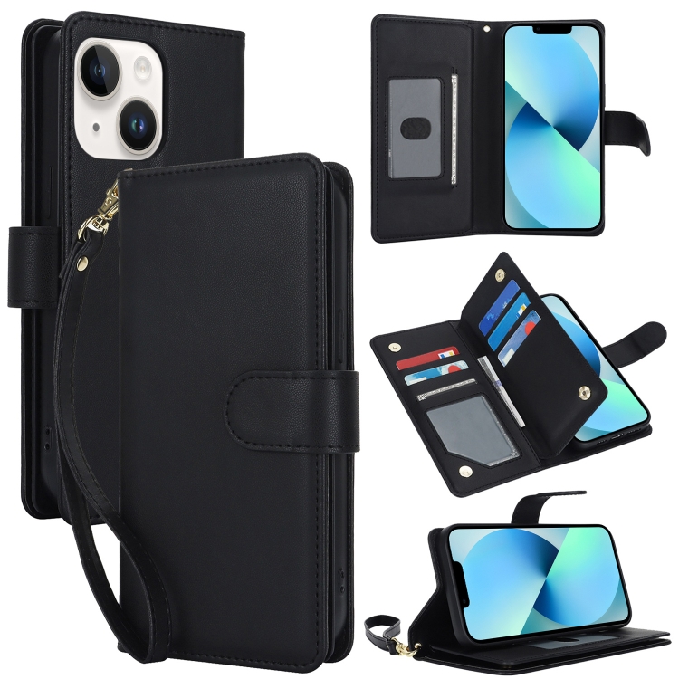 

For iPhone 13 Multi-Card Wallet RFID Leather Phone Case(Black)