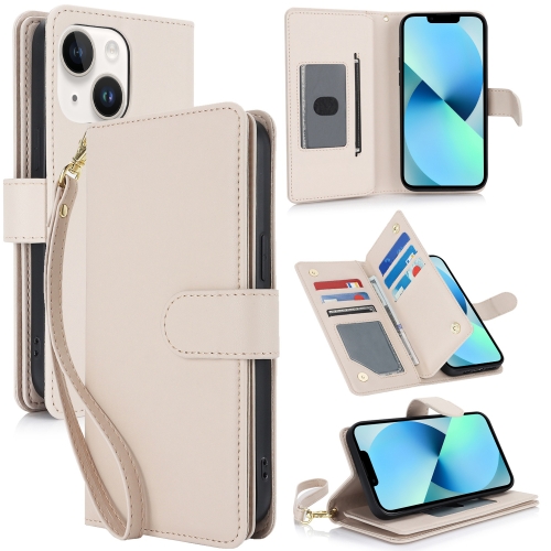 

For iPhone 13 Multi-Card Wallet RFID Leather Phone Case(Apricot)