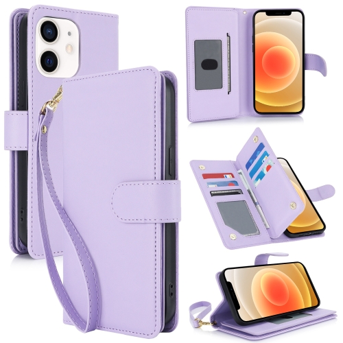 

For iPhone 12 / 12 Pro Multi-Card Wallet RFID Leather Phone Case(Light Purple)