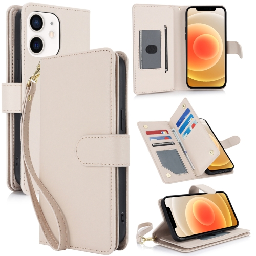 

For iPhone 12 / 12 Pro Multi-Card Wallet RFID Leather Phone Case(Apricot)