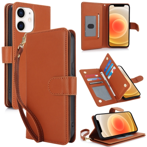 

For iPhone 12 / 12 Pro Multi-Card Wallet RFID Leather Phone Case(Brown)