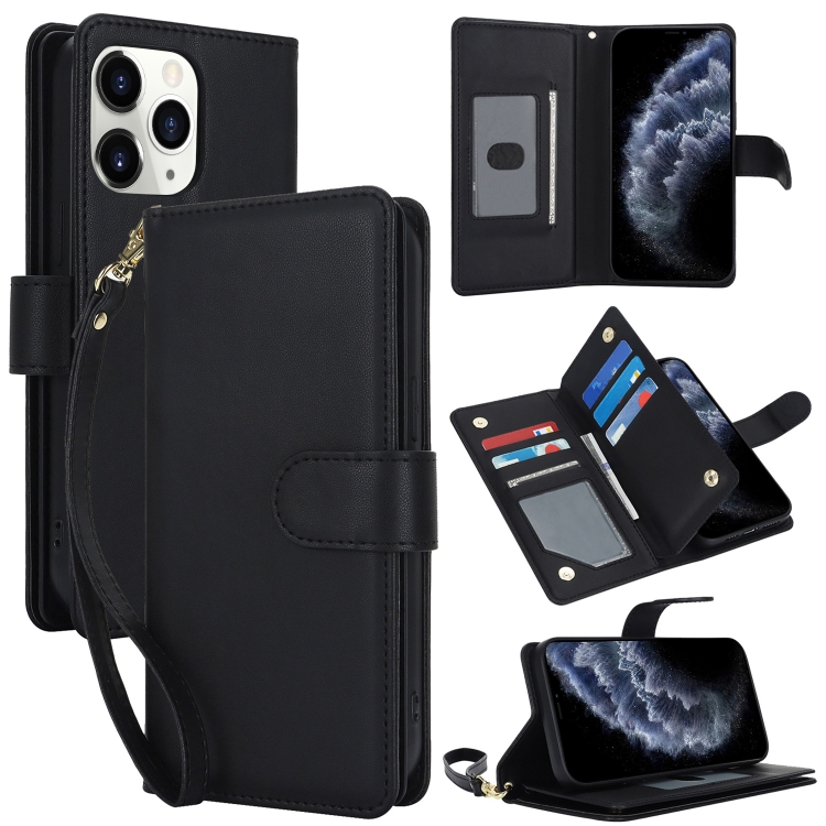 

For iPhone 11 Pro Max Multi-Card Wallet RFID Leather Phone Case(Black)