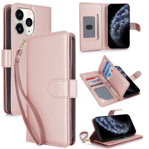 

For iPhone 11 Pro Max Multi-Card Wallet RFID Leather Phone Case(Rose Gold)