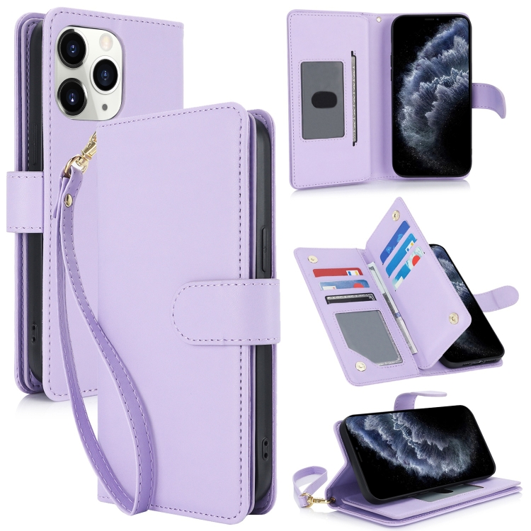 

For iPhone 11 Pro Max Multi-Card Wallet RFID Leather Phone Case(Light Purple)