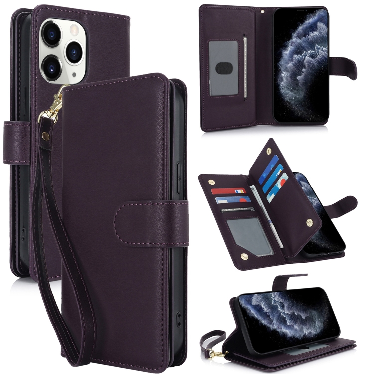 

For iPhone 11 Pro Max Multi-Card Wallet RFID Leather Phone Case(Dark Purple)