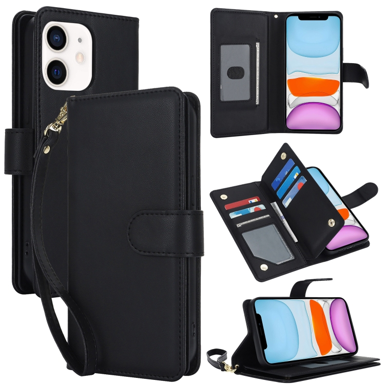 

For iPhone 11 Multi-Card Wallet RFID Leather Phone Case(Black)