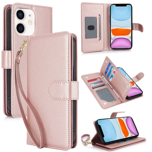 

For iPhone 11 Multi-Card Wallet RFID Leather Phone Case(Rose Gold)