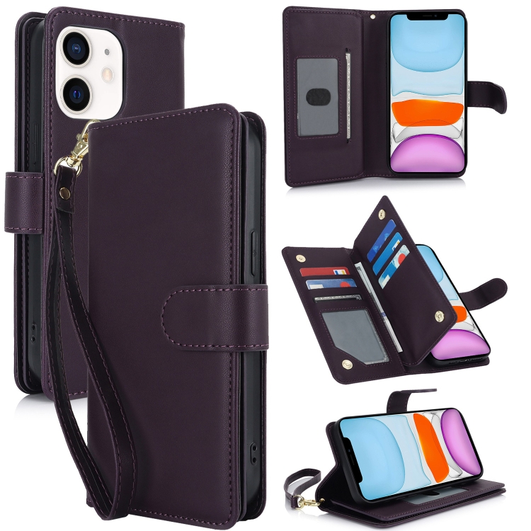 

For iPhone 11 Multi-Card Wallet RFID Leather Phone Case(Dark Purple)