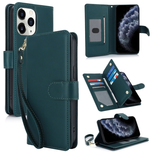 

For iPhone 11 Pro Multi-Card Wallet RFID Leather Phone Case(Green)