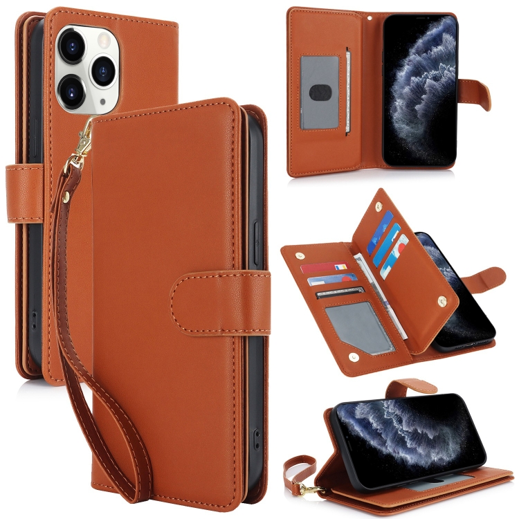

For iPhone 11 Pro Multi-Card Wallet RFID Leather Phone Case(Brown)