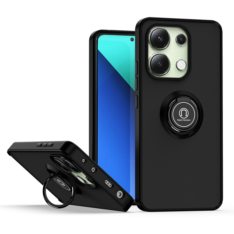

For Xiaomi Redmi Note 13 4G Q Shadow 1 Series TPU + PC Phone Case with Ring(Black+Black)