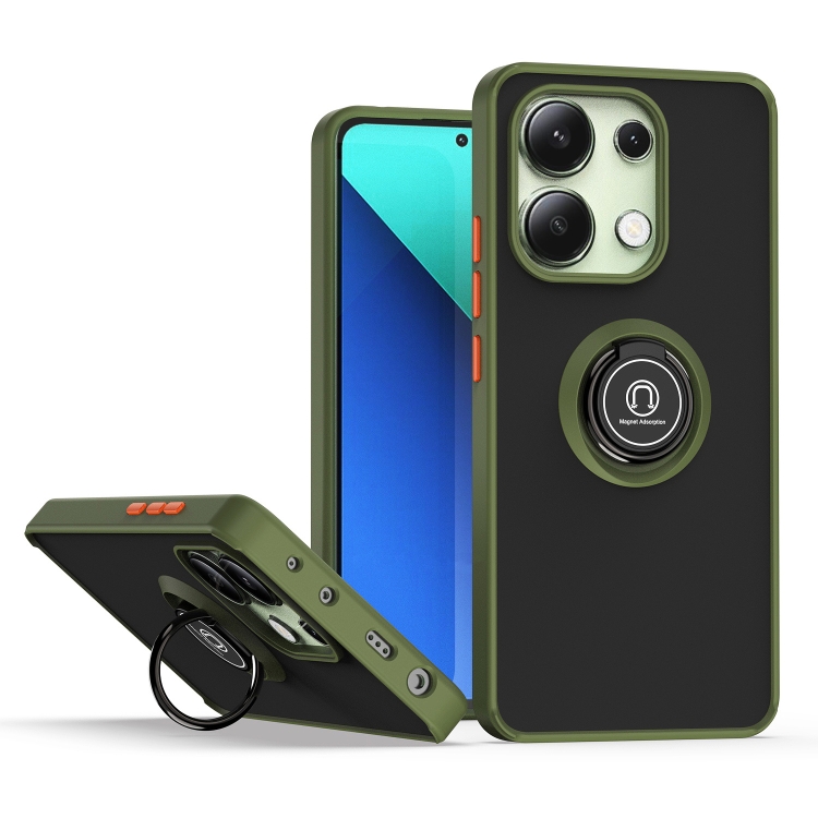 

For Xiaomi Redmi Note 13 4G Q Shadow 1 Series TPU + PC Phone Case with Ring(Army Green)