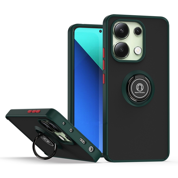 

For Xiaomi Redmi Note 13 4G Q Shadow 1 Series TPU + PC Phone Case with Ring(Dark Green)