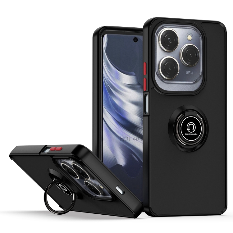 

For Infinix Hot 40 / Hot 40 Pro Q Shadow 1 Series TPU + PC Phone Case with Ring(Black+Red)