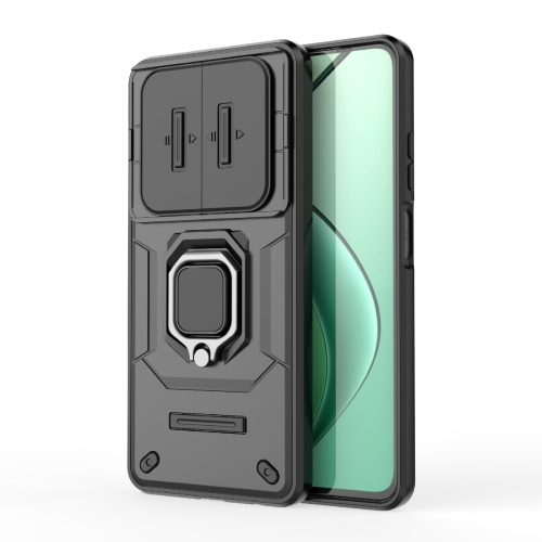 

For Realme 12 5G Global Sliding Camshield TPU + PC Shockproof Phone Case with Holder(Black)