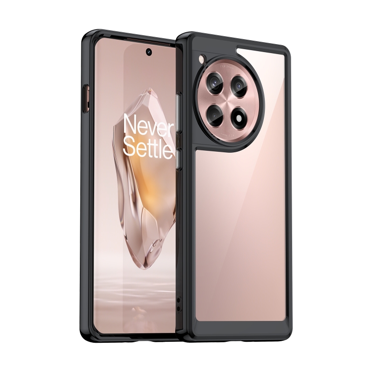 

For OnePlus 12R Colorful Series Acrylic Hybrid TPU Phone Case(Black)