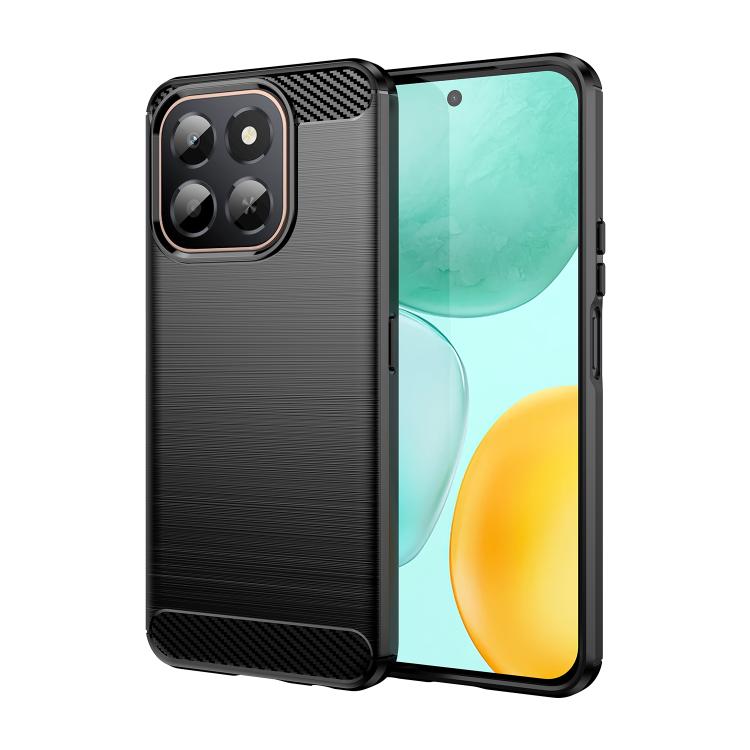 

For Honor X6c 4G Carbon Fiber Brushed Texture TPU Phone Case(Black)