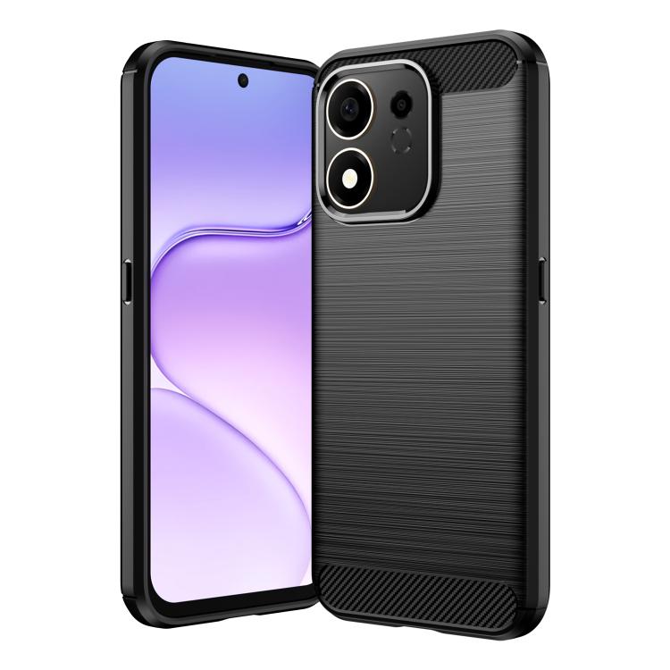 For Honor 600 Smart 5G Carbon Fiber Brushed Texture TPU Phone Case(Black)