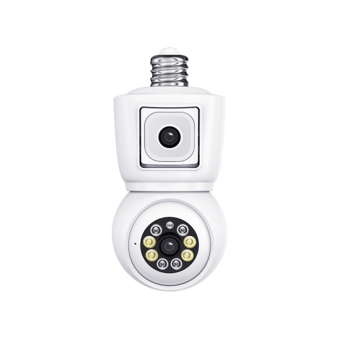 ESCAM QF202 E27 2x2MP Dual Lens Motion Detection Waterproof WiFi IP Two Way Audio Night Vision Camera(White)