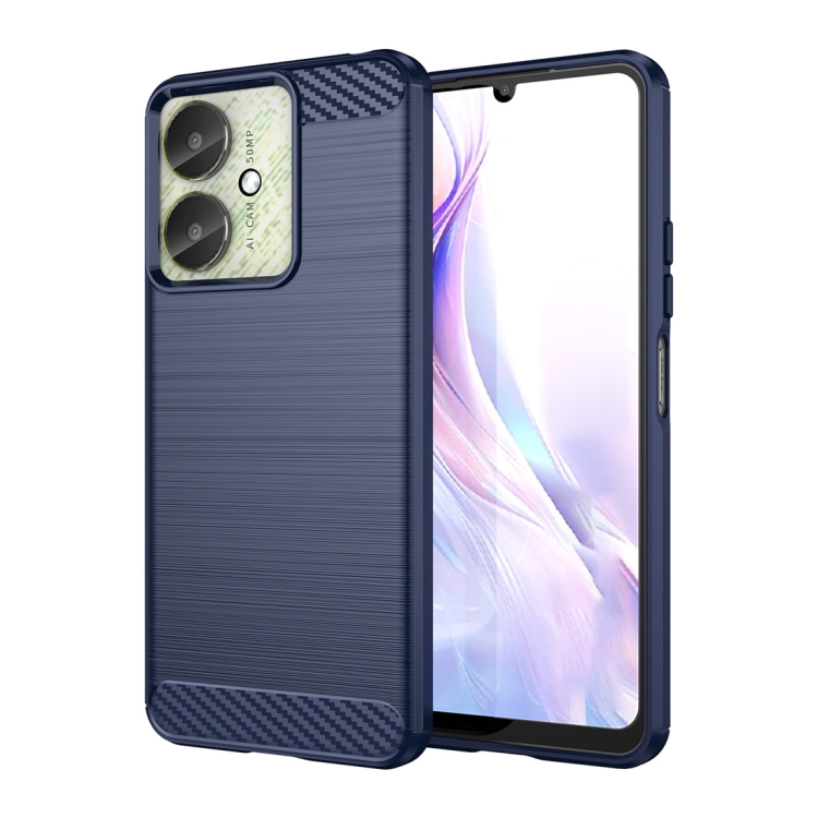 

For Xiaomi Redmi 13R 5G Brushed Texture Carbon Fiber TPU Phone Case(Blue)