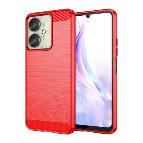 

For Xiaomi Redmi 13R 5G Brushed Texture Carbon Fiber TPU Phone Case(Red)