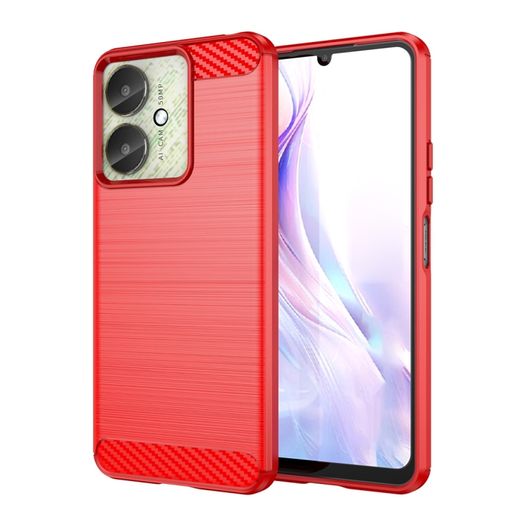 

For Xiaomi Redmi 13R 5G Brushed Texture Carbon Fiber TPU Phone Case(Red)