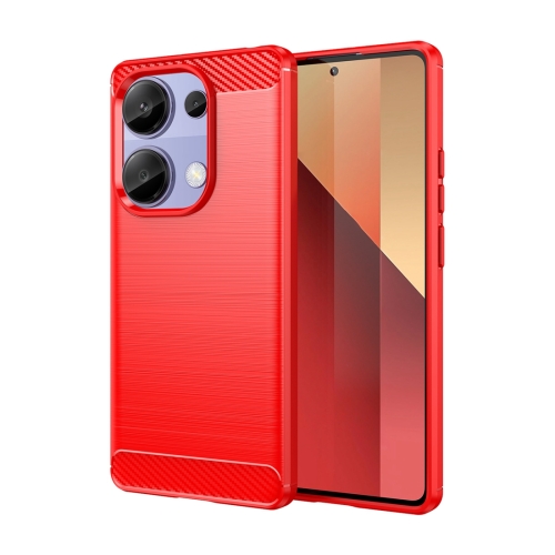 

For Xiaomi Redmi Note 13 Pro 4G Global Brushed Texture Carbon Fiber TPU Phone Case(Red)