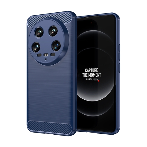 

For Xiaomi 14 Ultra Brushed Texture Carbon Fiber TPU Phone Case(Blue)