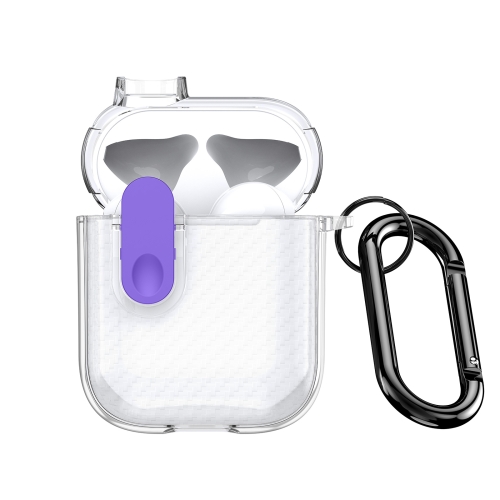 

For AirPods 1/2 DUX DUCIS PECK Series Split Transparent Carbon Fiber Earphone Case(Transparent Purple)
