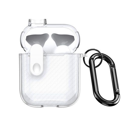 

For AirPods 1/2 DUX DUCIS PECK Series Split Transparent Carbon Fiber Earphone Case(Transparent White)