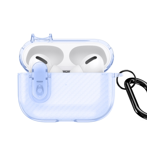 

For AirPods Pro DUX DUCIS PECK Series Split Transparent Carbon Fiber Earphone Case(Blue)