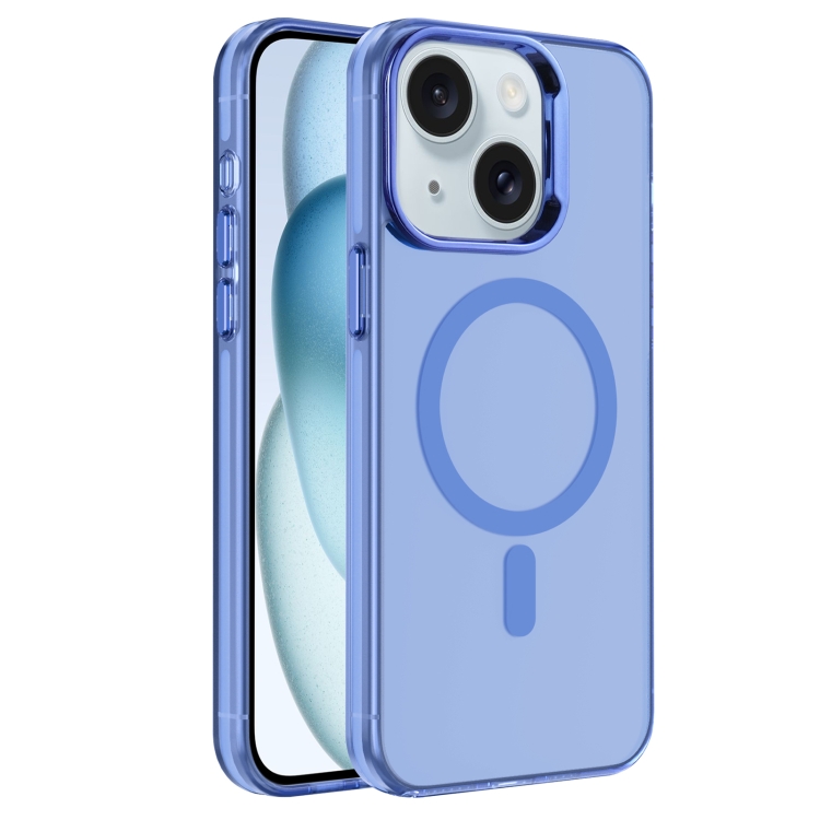 

For iPhone 15 Electroplated IMD Magsafe PC Hybrid TPU Phone Case(Blue)