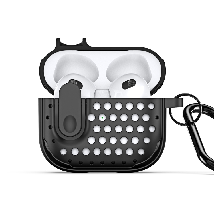 

For AirPods 3 DUX DUCIS PECM Series Split Peak Hollow Earphone Case with Hook(Black)
