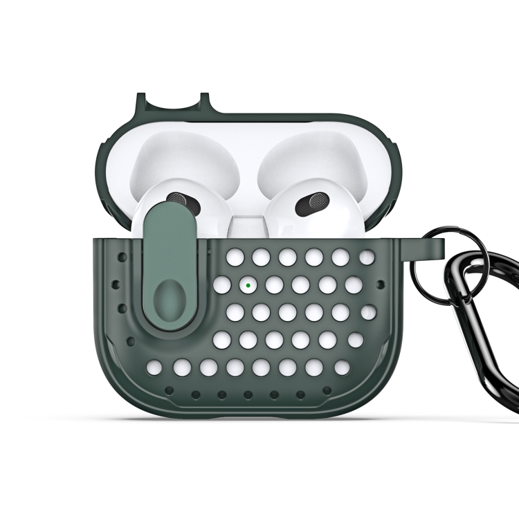 

For AirPods 3 DUX DUCIS PECM Series Split Peak Hollow Earphone Case with Hook(Green)