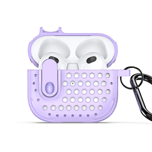 

For AirPods 3 DUX DUCIS PECM Series Split Peak Hollow Earphone Case with Hook(Purple)