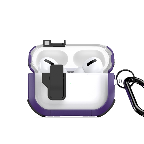 

For AirPods Pro DUX DUCIS PECN Series Split Two-color Transparent Earphone Case with Hook(Purple Black)