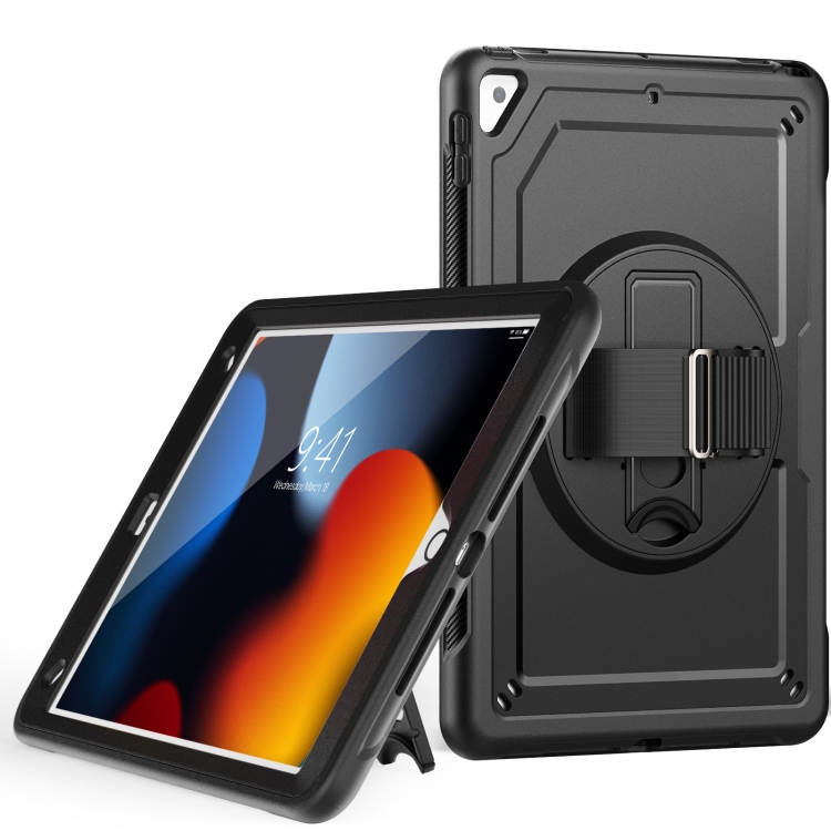 

For iPad 10.2 2021 / 2020 / 10.5 2019 Honeycomb Hand Grip Turntable Stand Tablet Case(Black)