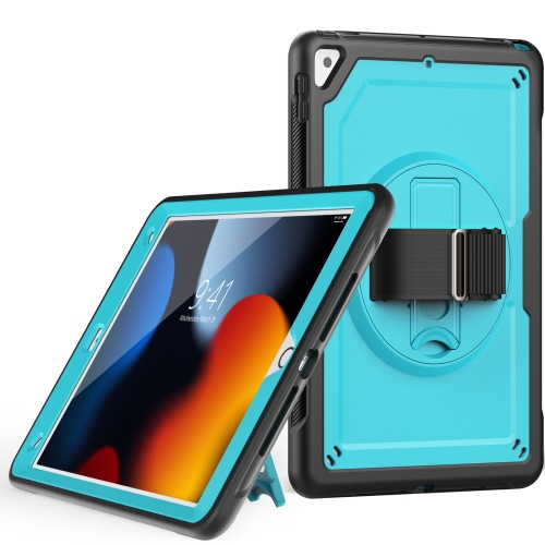 

For iPad 10.2 2021 / 2020 / 10.5 2019 Honeycomb Hand Grip Turntable Stand Tablet Case(Light Blue)