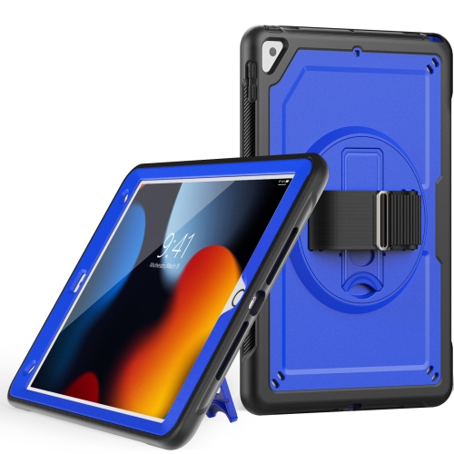 

For iPad 10.2 2021 / 2020 / 10.5 2019 Honeycomb Hand Grip Turntable Stand Tablet Case(Dark Blue)