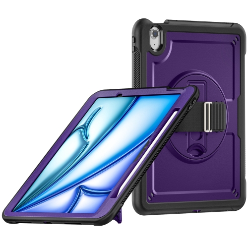 

For iPad Air 11 2024 Honeycomb Hand Grip Turntable Stand Tablet Case(Purple)