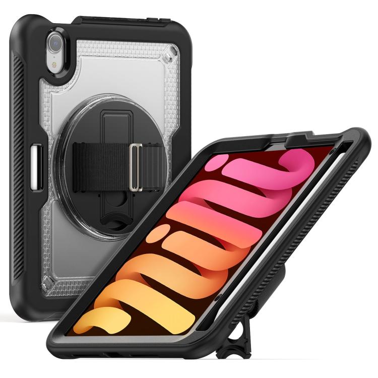 

For iPad mini 2024 / mini 6 Honeycomb Hand Grip Turntable Stand Tablet Case(Transparent)