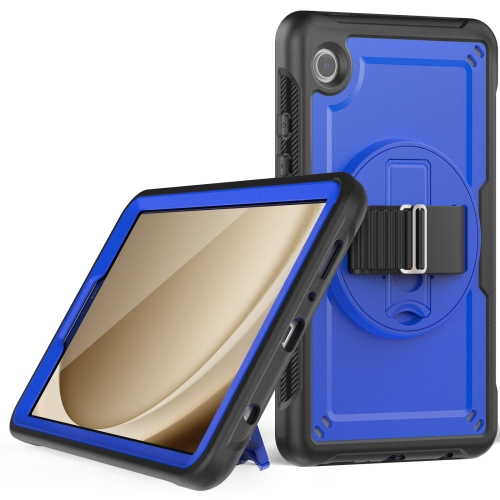 

For Samsung Galaxy Tab A9 Honeycomb Hand Grip Turntable Stand Tablet Case(Dark Blue)