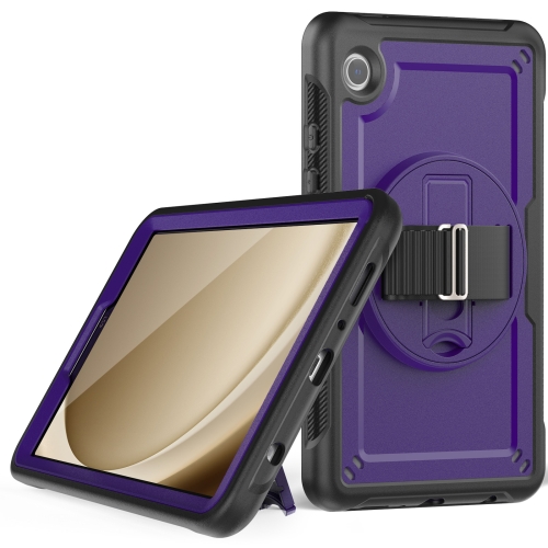 

For Samsung Galaxy Tab A9 Honeycomb Hand Grip Turntable Stand Tablet Case(Purple)